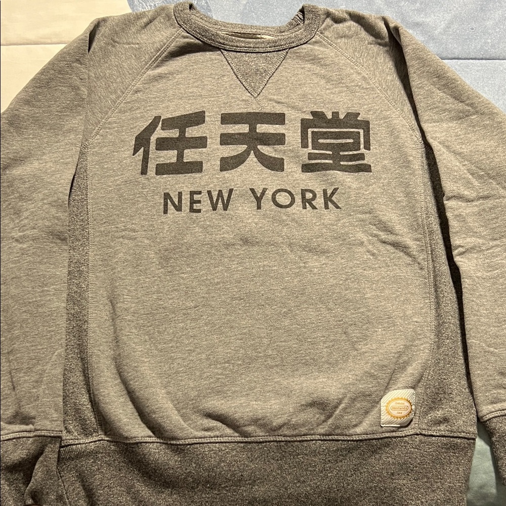 Nintendo Gray Crewneck Sweater with Black Print
